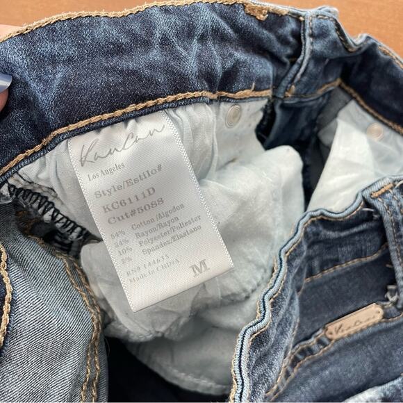 KanCan | Women's Mid Rise Distressed Jean Shorts with Folded Hem KC6111D Denim M - Picture 5 of 9